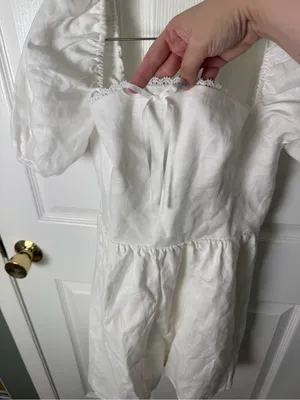 Reformation Malvina Linen Dress in White 8 thumbnail 4