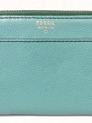 Fossil Sydney Green Leather Wristlet Zip Around Clutch‎ Medium Wallet thumbnail 2