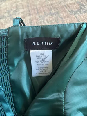 B. Darlin Hunter Emerald Green Satin Sweetheart Formal Maxi Dress with High Slit thumbnail 9