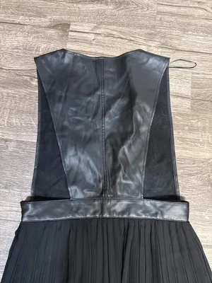 Zara Black Faux Leather Pleated Sleeveless Mini Dress Size M thumbnail 5