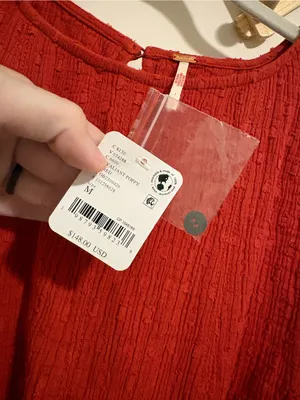 NWT Free People Red/Orange Textured Mini Dress size Medium thumbnail 4