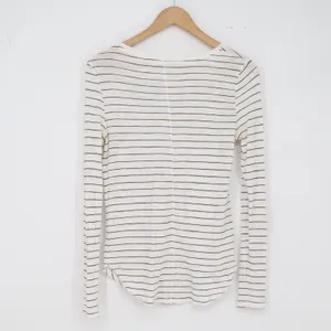 Banana Republic Long Sleeve Womens XS Malibu Tee White Striped Curved Hem EXCL thumbnail 4
