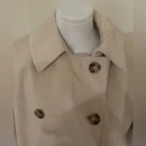 Ralph Lauren Cream Corduroy Double Breasted Pea Coat Jacket Sz M 100% Cotton. thumbnail 4