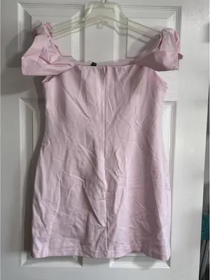 Wild Fable Light Pink Puff‑Bow Sleeve Mini Dress – Size L, NWT thumbnail 2