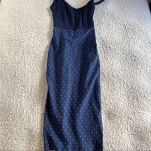Zara navy polka dot Midi‎ dress xs thumbnail 2