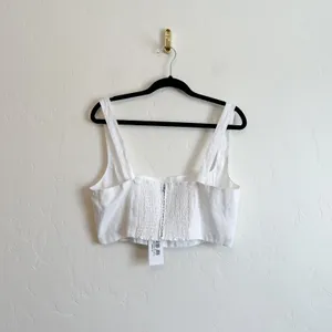 Reformation | NWT Pepper‎ 100% Linen Cropped Tank Top in White thumbnail 5