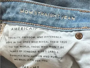 American Eagle Mom Straight High Rise Distressed Light Wash Denim Jeans thumbnail 12
