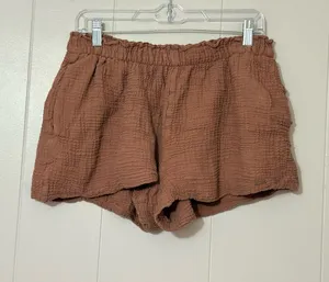 Cozy Earth Brown Double Gauze Lounge Shorts Women’s Size M Cotton Modal Pockets thumbnail 1