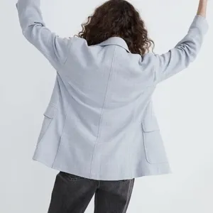 Larsen Linen Blend Relaxed Windowpane Blazer thumbnail 3