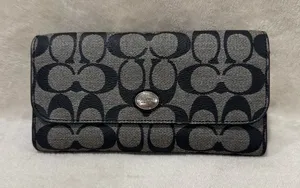 Coach Peyton Signature Jacquard Trifold Checkbook Wallet thumbnail 1