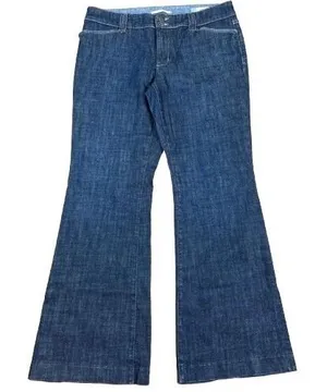 GAP Y2K Curvy Flare Jeans Dark Wash Stretch Denim‎ Retro Boho Hippie Size 12 thumbnail 1