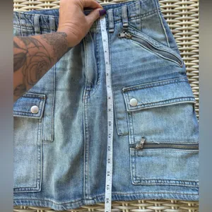 We The Free Cargo Zipper‎ Denim Mini Skirt size 26 grunge gothic boho thumbnail 7