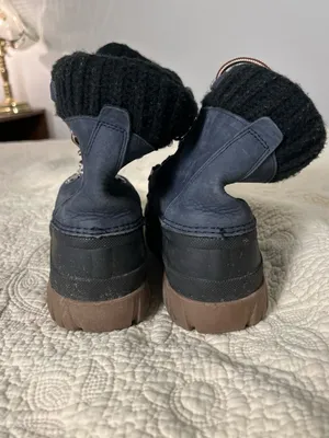 J. Crew Navy and Black Winter Rain Boots with Brown Outsole thumbnail 2