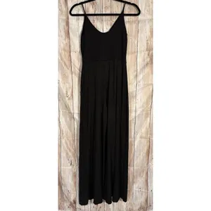 Lulus Black Wide Leg Jumpsuit Side Slits Spaghetti Strap Made USA Flowy Sz S thumbnail 3