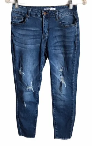 Encore Distressed Raw Hem‎ Skinny Jeans thumbnail 1