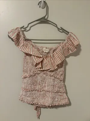 Anthropologie Ruffle Smocked Blouse Size XS thumbnail 2