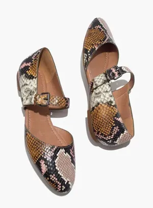 Madewell Alina Mary-Jane Ballet Snakeskin Leather Flats Size 6 thumbnail 1