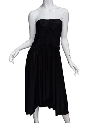 Misa Los Angeles‎ Black Strapless Flowy Asymmetric Hem Dress Minimalist thumbnail 1