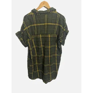 Known Supply Shirt Dress Womens Medium Olive Green Plaid Flannel Organic Cotton thumbnail 7