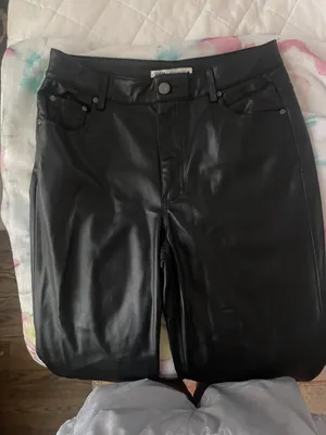 ZARA Leather Black Pants thumbnail 1