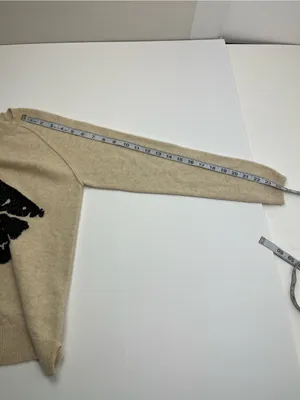 Brodie‎ Cashmere 100% Cashmere Sparkle Lip Cream Black Sweater Womens XS *FLAWED thumbnail 8