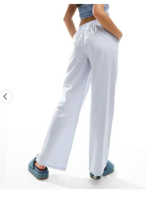 Daisy Street Women's Light Blue Striped Wide-Leg Trousers thumbnail 10