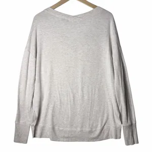 Athleta Heathered Beige Soft V-Neck Long Sleeve Sweatshirt Top Women's size L thumbnail 2