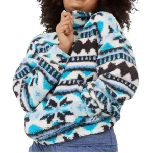 Aerie Offline Oversized Aztec Fleece Sherpa Quarter Zip Pullover size Medium thumbnail 2