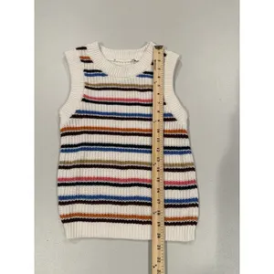 Striped Knit Sweater Vest Womens Small/Med* Cotton Stretch Travel Cottage Preppy thumbnail 4