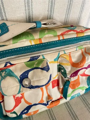 Coach Y2K Vintage Scribble Signature Rainbow Crossbody Bag Purse 8F41 Rare thumbnail 3