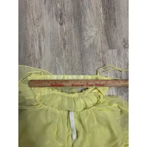 Lucy In The Sky Yellow Tiered Chiffon Maxi Dress Tie Front Cutout Back Small NEW thumbnail 8