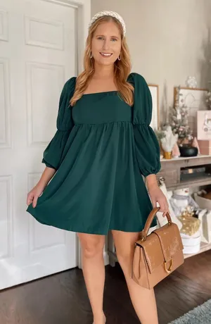 Exlura Emerald Green Silk Amazon Mini Dress thumbnail 3
