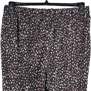 Torrid SZ 1 (1X-Large) Taper Crepe Pants Stretch Leopard Hi-Rise Pleated Purple thumbnail 4