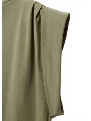 Mango Cotton Knitted Dress with Turn-Up Sleeves Dates Khaki Green NWT Size 2/XS thumbnail 9