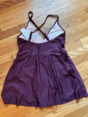 Cupshe Deep Plum Wrap One-Piece Swim Dress thumbnail 2