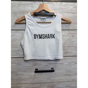 Gymshark Womens White Graphic Logo Crop Tank Top Sleeveless Athletic Size S thumbnail 2
