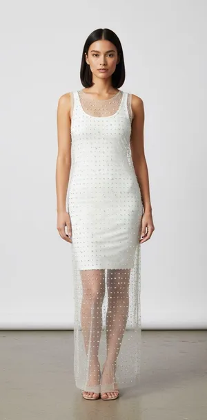 Transparent Dress with pearls thumbnail 1