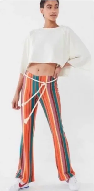 Urban Outfitters Bali Multi-color Striped Low-Rise boho Flare Stretch Pant Si… thumbnail 1