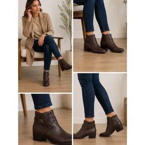 London Fog Faux Leather Women's Brown Ankle Boots with Side Zip thumbnail 4