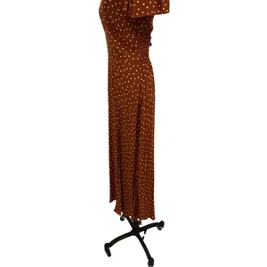 AFRM Jamie Open‎ Back Midi Dress Brown White Polka Dot Puff Sleeve Size Medium thumbnail 8