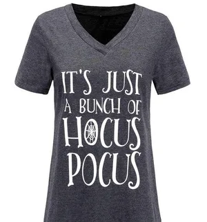 - It’s Just Hocus Pocus Graphic tee grey and white shirt sleeves XXL thumbnail 1
