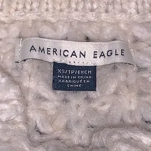 American Eagle Cream Cable Knit Mock Neck Button Sweater XS‎ Cream White Cozy thumbnail 2