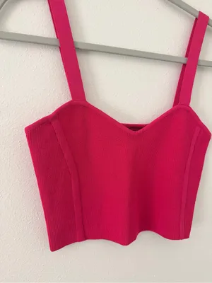 NWT Zara Baby Doll Ribbed Bodycon Sweetheart Knit Crop Tank Top size medium thumbnail 2