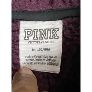 PINK Victoria's Secret Sherpa Fleece Pullover Jacket Purple -Sz. Medium thumbnail 7