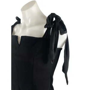NEW Free People Intimately Lola Black Tie Shoulder Sleeveless Bodysuit Top Sz L thumbnail 2