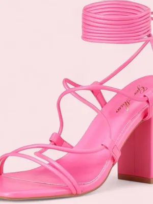 Source Unknown Hot Pink Strappy Block Heel Sandals thumbnail 2
