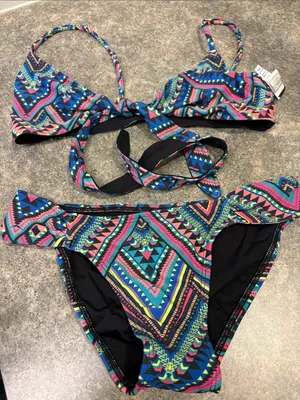 l*space Multicolor Tribal Print Bikini - Blue, Pink, Green thumbnail 1