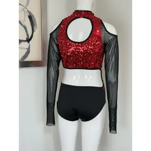 Weissman Dance Leotard Women’s Adult Medium MA Sequin Costume Long Sleeve thumbnail 5
