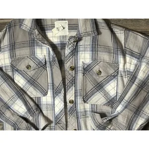 NWT Aerie Plaid Shacket Jacket Cream Blue Gray‎ Large Oversized Cozy Heavyweight thumbnail 3
