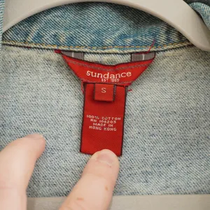 Sundance Size Small Denim Jacket Light Wash Blue Cotton Trucker Worn In Western thumbnail 4